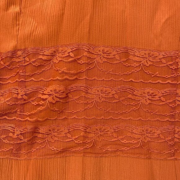 Coldwater Creek Blouse Womens Large Terra Cotta Semi-Sheer Lace Long Sleeve NWT - Picture 7 of 9